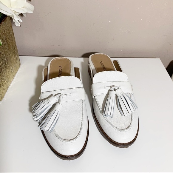 Vionic Reagan Leather Tassel Slip On Mule White - Picture 4 of 7